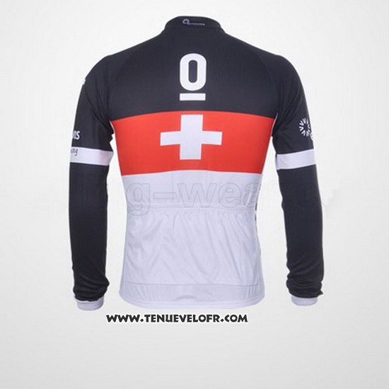 2011 Maillot Ciclismo Trek Leqpard Champion Suisse Rouge et Blanc Manches Longues et Cuissard
